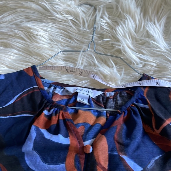 Nine West long sleeve v neck button up navy blue black red blouse shirt sz XS - Picture 11 of 17